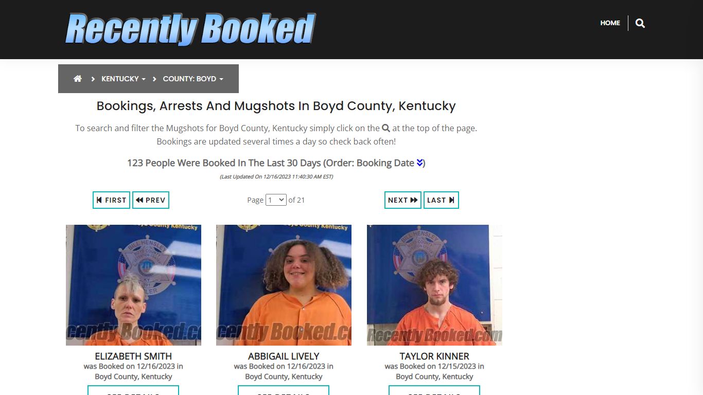 Recent bookings, Arrests, Mugshots in Boyd County, Kentucky